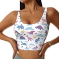 thumbnail image 2 of Haiem Dinosaur Pattern Womens Sports Bra - U Neck Padded Low Impact Yoga Bra Workout Crop Top Gym Moisture-Wicking Workout Vest -XX-Large, 2 of 9