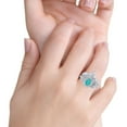 thumbnail image 6 of Oval Vintage Band Paraiba Tourmaline CZ 925 Sterling Silver Size 10, 6 of 7