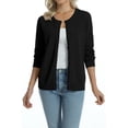 thumbnail image 3 of QUALFORT Women’s 100% Cotton Lightweight Button-Front Cardigan Sweater，crew neck Long Sleeve Knit, 3 of 6