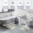 thumbnail image 6 of Summer Plant Bathroom Rugs Set Welcome Watercolor Green Leaf Linen Texture Non Slip Absorbent Soft Bath Mats 3 Piece Set with Bathroom Rug, U-Shaped Floor Mat, Toilet Seat Cover Small Size, 6 of 9