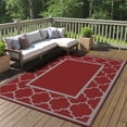 thumbnail image 3 of DEORAB Outdoor Rugs Waterproof Plastic Straw Mat 5'x8' Reversible for RV Patio Deck Beach Red & Grey, 3 of 8