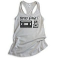thumbnail image 1 of Never Forget 80s Technology Tank Top, Ladies Racerback Tank Top, 80s Nostalgia Tank, VHS Cassette Tape Tank, Silver Gray, X-Large, 1 of 3