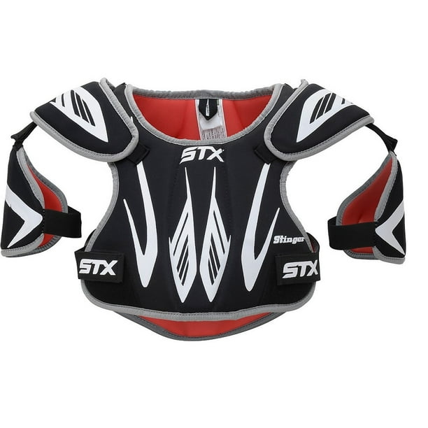 STX Lacrosse Stinger Black Shoulder Pad for BeginnerIntermediate, XX