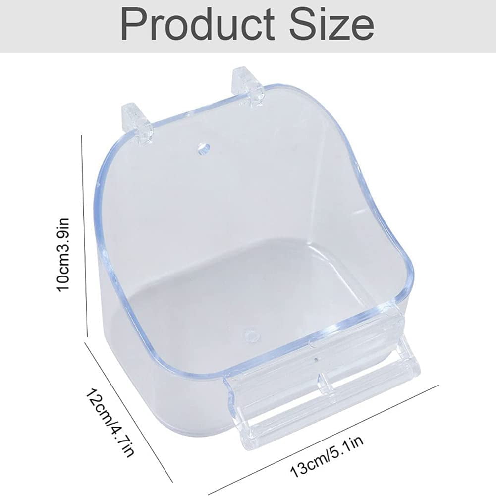 Kselythan Bird Bath Tub,Transparent Hanging Birdbath Toy Parakeet Caged Bathing Tubs Parrot Bath Tub Water Shower Food Feeder Holder Tray Bird Bath for  Small Birds Parrots Cockatiel Budgies