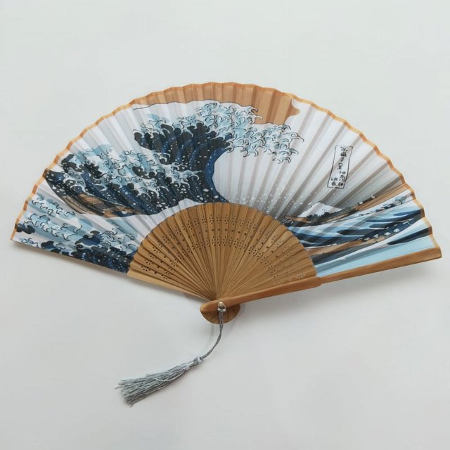 Abanico de mano plegable de estilo retro vintage japonés de 4 piezas con paisaje de 21 cm (8,27 pulgadas) - con funda de tela para protección de regalos -