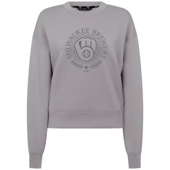 Women's Levelwear Gray Milwaukee Brewers Sponge Tri-Blend Grain Sweatshirt