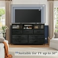 thumbnail image 6 of EnHomee Black Dresser for Bedroom with 7 Drawer Dresser TV Stand for 50" TV with Power Outlet Storage Chest of Drawers with Mesh Door & Wood Top TV Console with Storage for Living Room Closet, 6 of 9