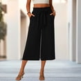 thumbnail image 2 of Kaemgyyd Wide Leg Capri Pants for Women Loose High Waisted Flowy Casual Pant Adjustable Tie Knot Work Summer Capris for Travel, 2 of 6