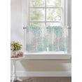thumbnail image 3 of Aqua Grey Chrysanthemum Half Window Curtain 36 Inches Long, Farmhouse Botanical Floral Modern Window Treatment Curtain Drapes, Small Tier Curtains for Bathroom Over Sink, 27.5"x36", 2 Panels, 3 of 7