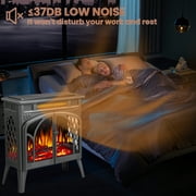 Electactic 25'' Electric Fireplace Heater, Overheat Protection Design, 3D Realistic Flame Effect, Independent Remote Control Fireplace, 500W/1500W, GREY