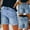 Blue-3, variant on Daqian Womens Plus Size Shorts Women's Denim Printing Short Summer Mid Waist Stretchy Pockets Jean Shorts Plus Size Shorts for Women Dark Blue 6(M)