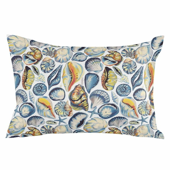 Blue Yellow Coastal Throw Pillow Cover 24 x 36 Inch Decorative Pillow Cover Summer Shell Starfish Ocean Lumbar Pillowcase Seasonal Rectangle Cushion Case for Couch Sofa Bed Living Room