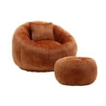 thumbnail image 4 of Modern Extra Large Round Bean Bag Chair with Footrest for Living Room, Chenille Fabric Lazy Sofa with Pillow for Adults, Teenagers,Child, Suitable for Bedroom, Dormitory, Study Room, 4 of 5