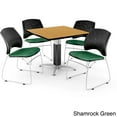 thumbnail image 3 of Square Metal Mesh Base Table in Oak, 4 Stars Stacking Chairs in Burgundy, 3 of 5