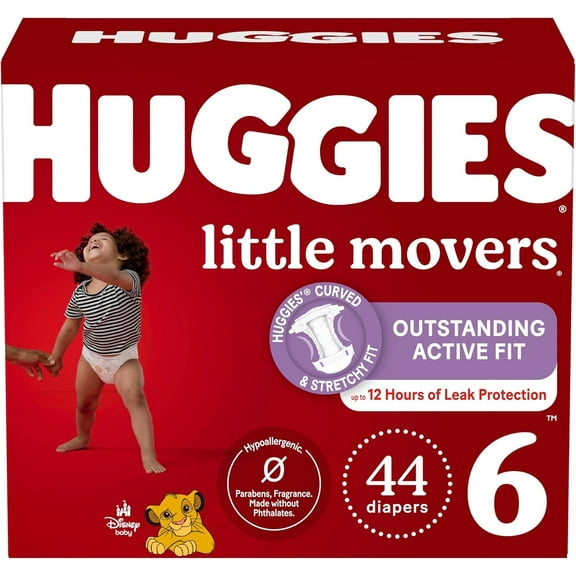 Huggies Size 6 Diapers Little Movers Baby Diapers, 44 Count. Packaging May Vary..