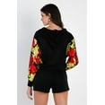 thumbnail image 4 of Black & Satin Effect Red & Lime Floral Print Hooded Top & Short Set, 4 of 5