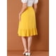 thumbnail image 5 of INSPIRE CHIC Falda asimétrica con dobladillo con volantes de color sólido y cintura alta con decoración de botones para mujer Amarillo L, 5 of 6
