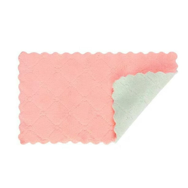 Bewildely 10 unids/lote, paño de cocina grueso de 2 lados, trapo de de terciopelo Coral suave, toalla absorbente de aceite antiadherente Suministros de limpieza para el hogar rosa verde Bewildely HA002019-01