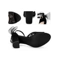 thumbnail image 4 of BLISSFUL STEP Women's Chunky Heel Sandals Open Toe Ankle Strap Lace Bow Heels Black 6.5, 4 of 7