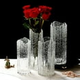 thumbnail image 4 of Luminous Glass Vase Transparent Blue Water Ripple Vase Flower Arrangement Living Room Dining Table Decoration, 4 of 13