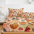 thumbnail image 6 of Queen Size Fitted Sheet Set - Pumpkins Fall 3 Piece Bedding Sets 16" Deep Pocket Fitted Sheet with 2 Pillowcases, Thanksgiving Maple Leaves Mushroom Rustic Brushed Microfiber Hotel Luxury Bed Sheets, 6 of 9