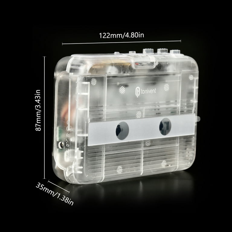 Anself TONIVENT Portable Cassette Player Stereo Auto Reverse Transparent  Tape Player & with 3.5mm AUX Input Adjustable for Home School Travel 