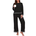 thumbnail image 4 of UVN Outfits Sets for Women Casual 2 Piece Lounge Sets Fall Long Sleeve Tops and Wide Leg Pants Tracksuits Pajamas Sets with Pockets, 4 of 12
