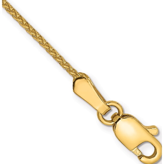 14K Yellow Gold 1.05mm Solid Diamond-Cut Spiga Chain Anklet (9 X 1.05) Made In Peru pen157-9