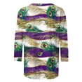 thumbnail image 4 of Xuyuer Carnival 2025 Womens 3/4 Sleeve Tops Mardi Gras and Costumes Fashion Round Neck Printed Blouse, 4 of 6
