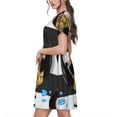 thumbnail image 2 of Fotbe Pineapple With Black Glasses Pattern Dress Casual Womens Fashion Short Sleeve Maxi Dress T Shirt Dress Striped Long Color Block Maxi Dress, 2 of 6