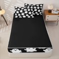 thumbnail image 4 of Homewish Cartoon Ghost Skull Zipper Twin Comforter Sets with Fitted Sheet and 2 Pillowcases for Kids, Cute Happy Halloween Zipper Bedding Set, Black Reversible, 4 Pieces, 4 of 6