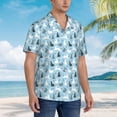 thumbnail image 5 of Balery Black White Gray Rabbit Print Men's Hawaiian Shirts Short Sleeve Beach Shirt Relaxed Fit Vacation Button Down Shirts-X-Large, 5 of 9