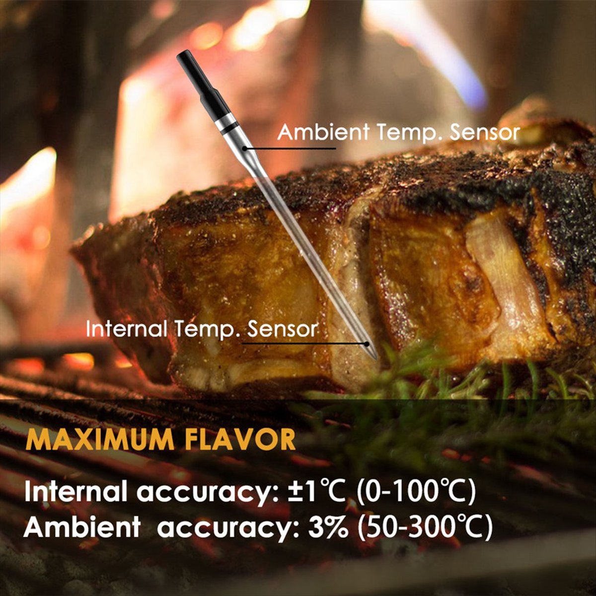 Wireless Food Meat Thermometer Smart Digital Bluetooth BBQ Thermometer for Kitchen Cooking Oven Gril Photo Color Stainless Steel