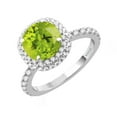 thumbnail image 2 of Sterling Silver with Natural Peridot and White Topaz Double Halo Ring, 2 of 3