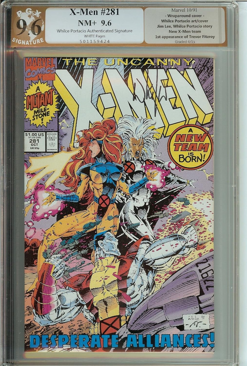 X-Men #281 PGX 9.6 Signed Whilce Portacio