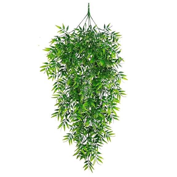 Artificial Plants Leaf Rattan, Outdoor Plastic Plants for Wall Indoor Hanging Baskets Wedding Garland Decor, Bamboo Leaf Vine