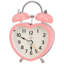 Unique Bargains Heart Shape Design Mechanical Alarm Clock Pink 5.1"L x 2.2"W x 3.3"H