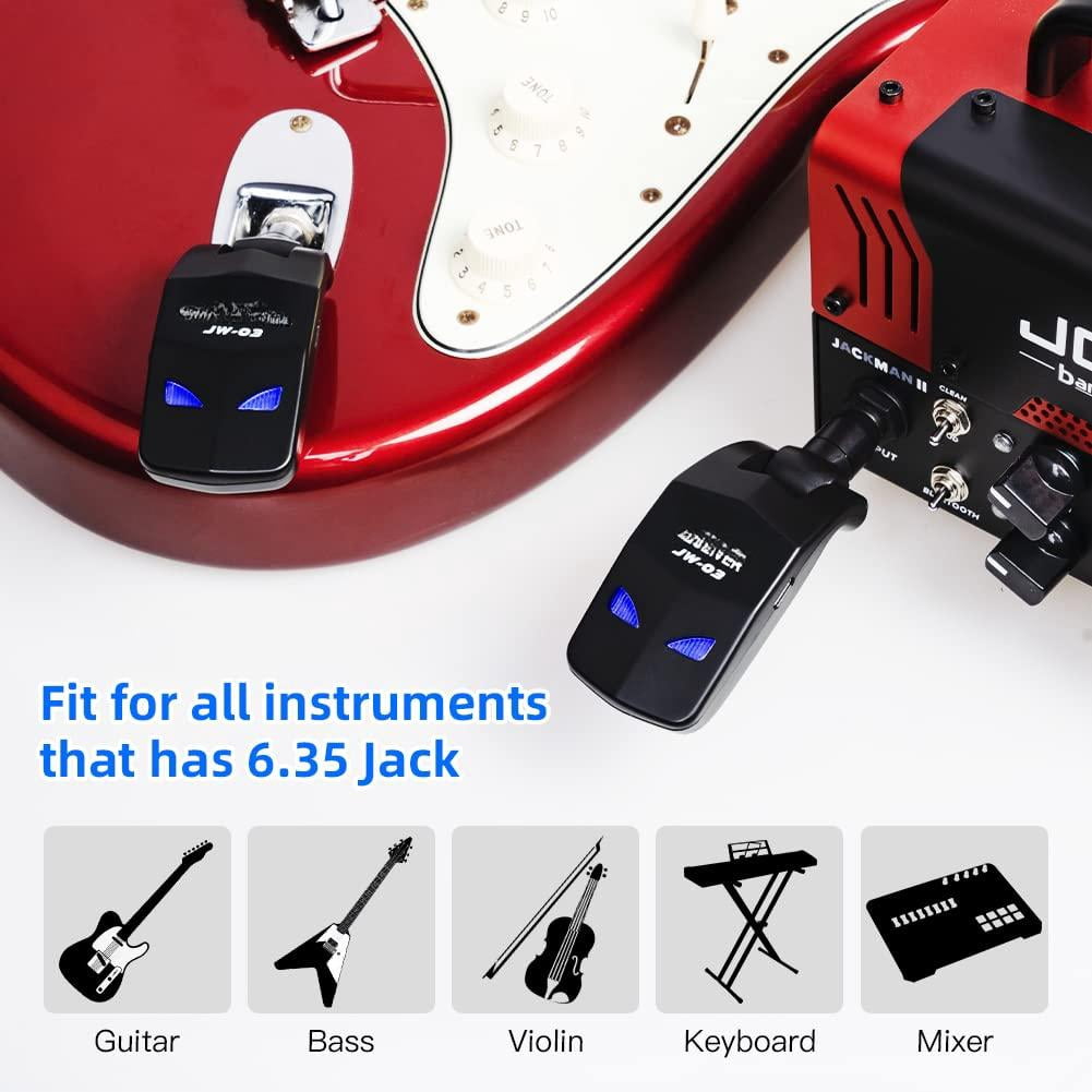 2.4ghz Wireless Guitar System 4 Channels Rechargeable Audio Transmitter Receiver For Bass Electric Instruments (jw-03)