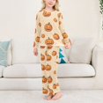thumbnail image 3 of FORMRS Kids Pajama Set Fleece Long Sleeve Top Relaxed-Fit Pants Lounge Sleepwear, Sizes 3T-11Y, Halloween Pumpkins Pattern, 3 of 7