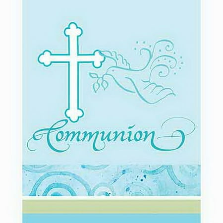 Creative Converting 893445 Faithful Blue Communion Invitation