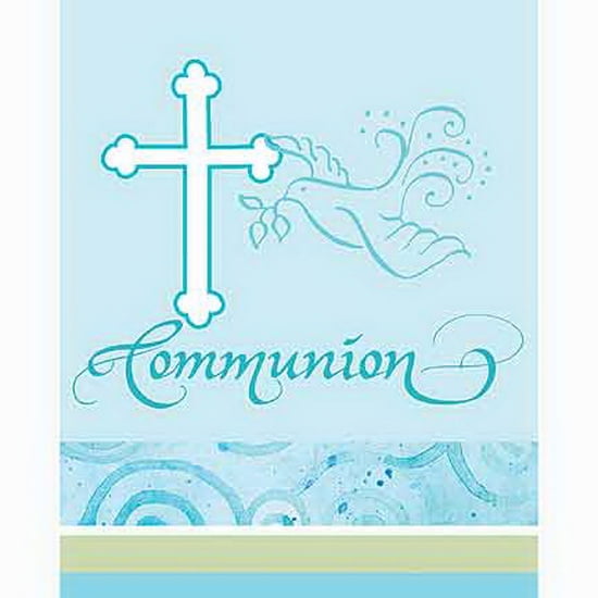Creative Converting 893445 Faithful Blue Communion Invitation