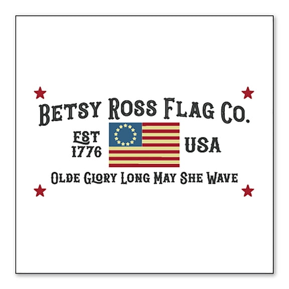DistinctInk Custom Bumper Sticker - 10" x 10" Decorative Decal - White Background - Betsy Ross Flag Co - Old Glory USA