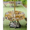 thumbnail image 4 of Fsddascl Orange Coastal Outdoor Tablecloth - 54 Inch Round Dining Table Cover, Turtle Nautical Anchor Octopus Starfish Waterproof Outdoor Table Cloth with Umbrella Hole & Zipper for Picnic/Patio, 4 of 7