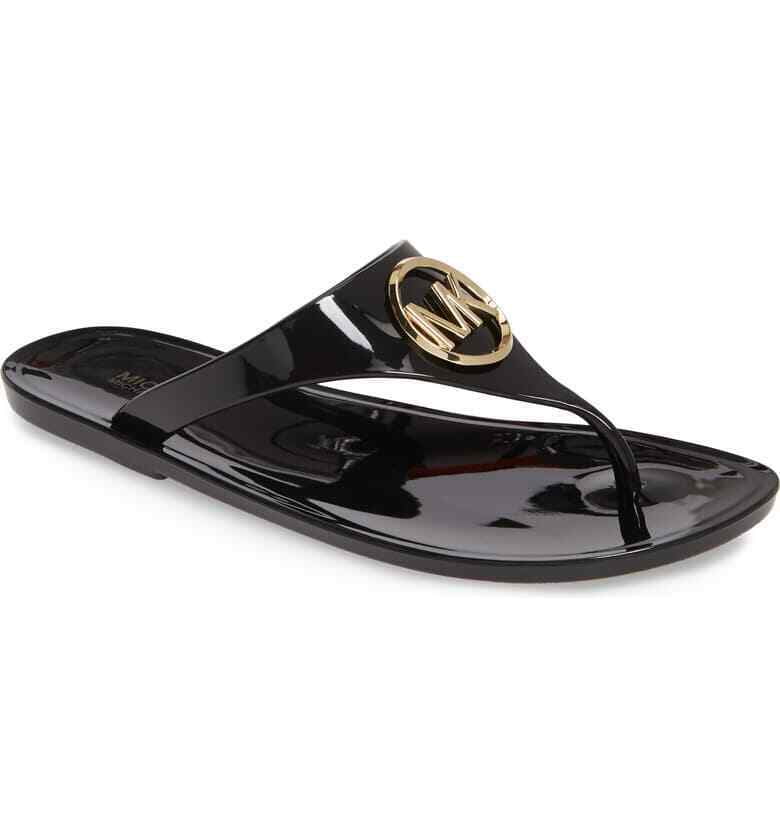 Michael Kors Lillie Jelly Black Thong PVC Women's Sandals Size 11