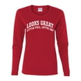 thumbnail image 2 of Wild Bobby Vintage Movie Quote Looks Great Little Full Lotta Sap Women Graphic Long Sleeve T-Shirt, Red, Large, 2 of 6