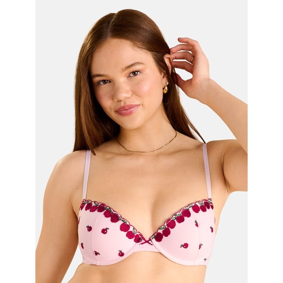 Fresh by Fruit of the Loom Women's Cotton Embroidery Push-Up Bra, Size XS-XXL