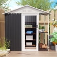 thumbnail image 2 of S-HOME Weatherproof 6 x 4 FT Grey Iron Frame Outdoor Storage Shed with Metal Shelving for Tools and Bike Storage Solutions, 2 of 8