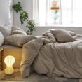thumbnail image 2 of NAYOROOM 100% Cotton Duvet Cover Queen Set, 3-Piece Breathable Comforter Cover（Light Brown & White Striped）, 2 of 9