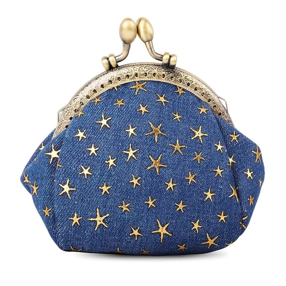 Holzlrgus Coin Purse Coin Bag Star Pouch Kiss-Lock Change Purse Small Wallets Coin Pouch for Women (Navy blue)