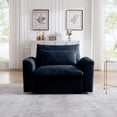 thumbnail image 2 of 51" Oversized Chair Chaise Lounge, Reclining Chair Single Sofa with Deep Seat and Throw Pillows, Comfy Thicked Upholstered Recliner Cloud Chair for Living Room, Blue, 2 of 8